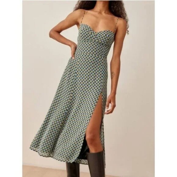 💕REFORMATION💕 Juliette Dress ~ Mosaic Multi-Color Geometric Print 4 NWOT - Picture 5 of 16